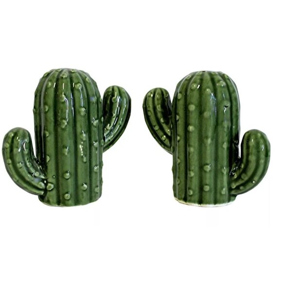 Cactus Ceramic Salt & Pepper Shaker Set Hand-Paint Durable Decorative Kitchenwar - Picture 8 of 10